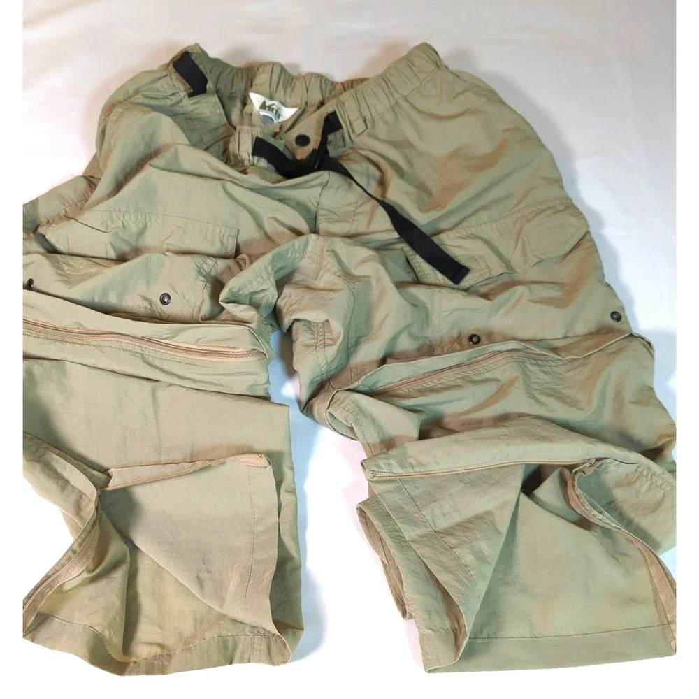 REI Co-op Sahara Convertible Belted Pants Men L Army Green Hiking Camping Travel
